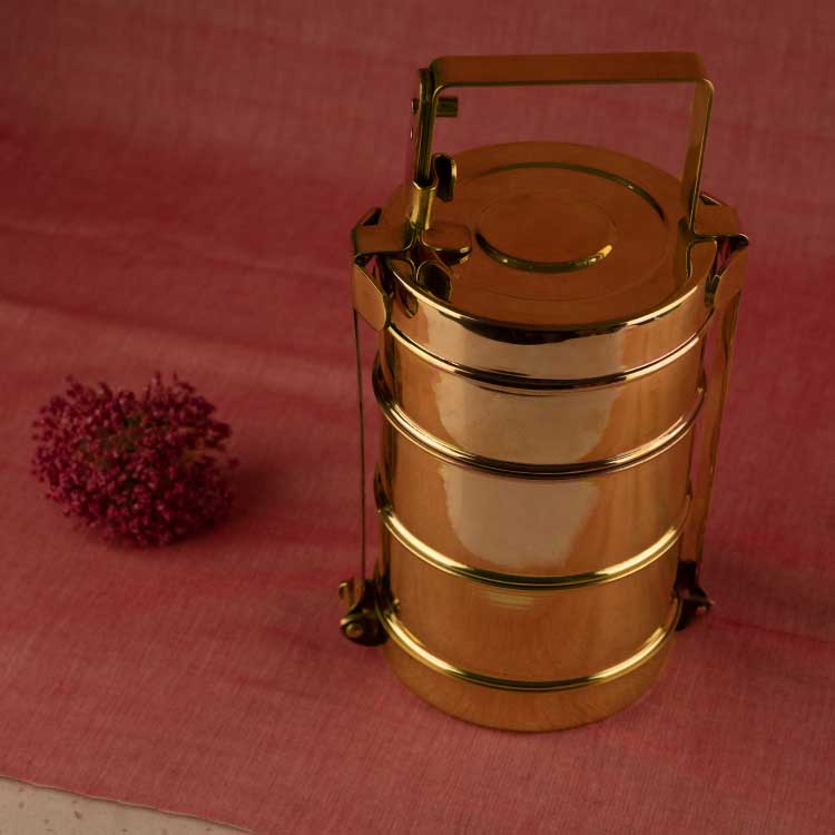 solid copper 3 tier tiffin box