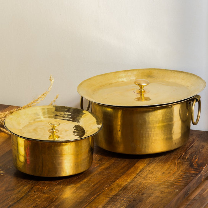 Set of 3 Brass Pots (Patila/ Topia) - 1L, 3L, 5L