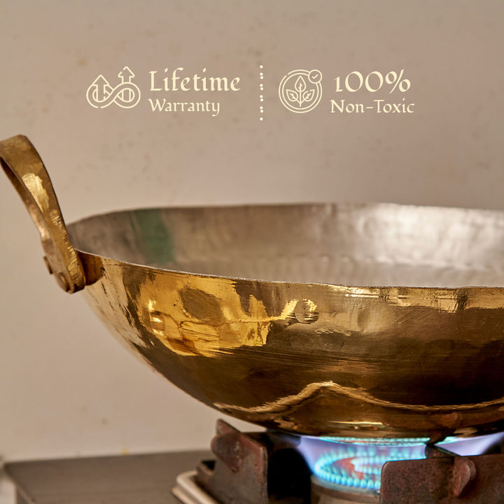 Brass Wok (Circular & Deep cooking/ serving Utensil)