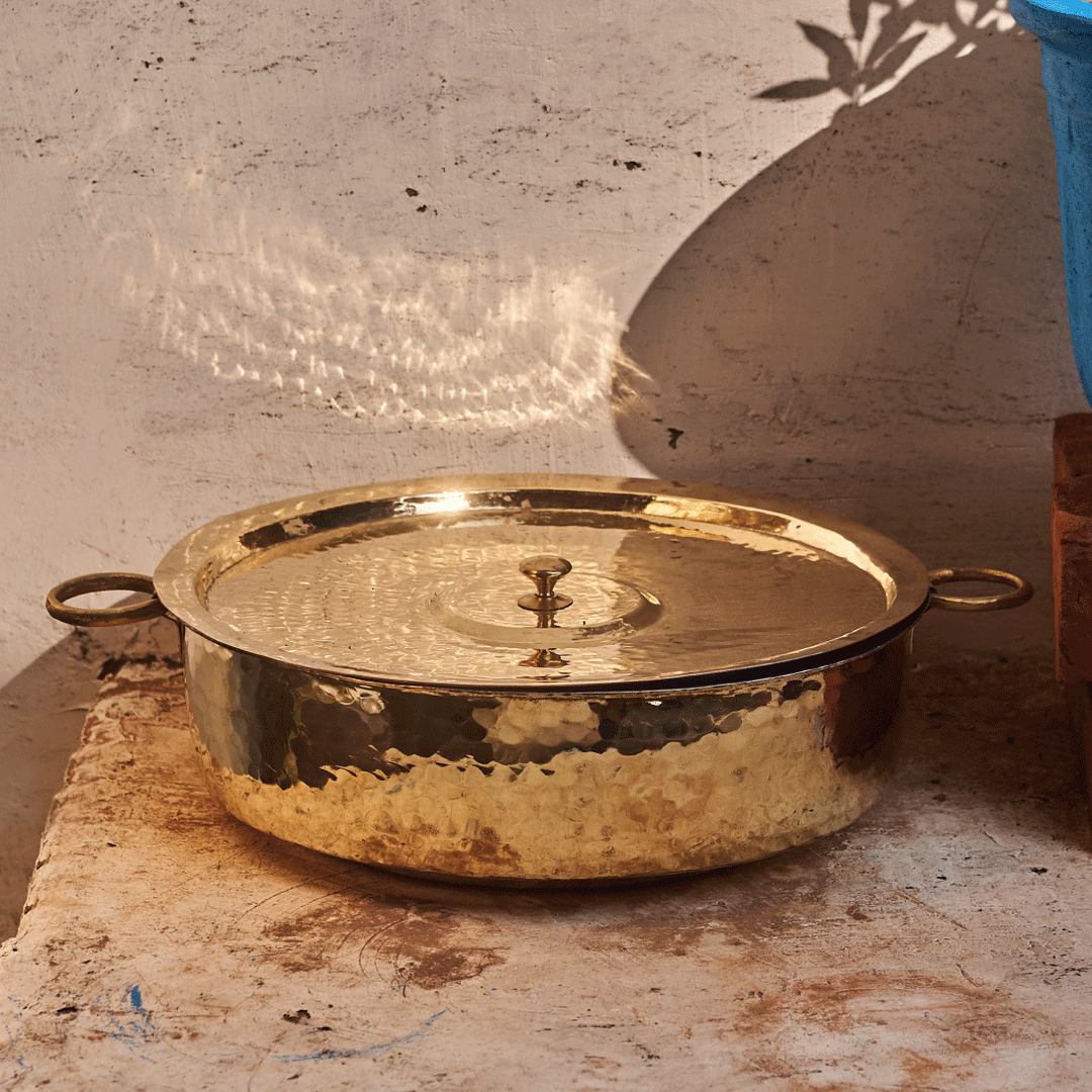 Brass Lagan/ Wide & shallow straight wall Brass cookware