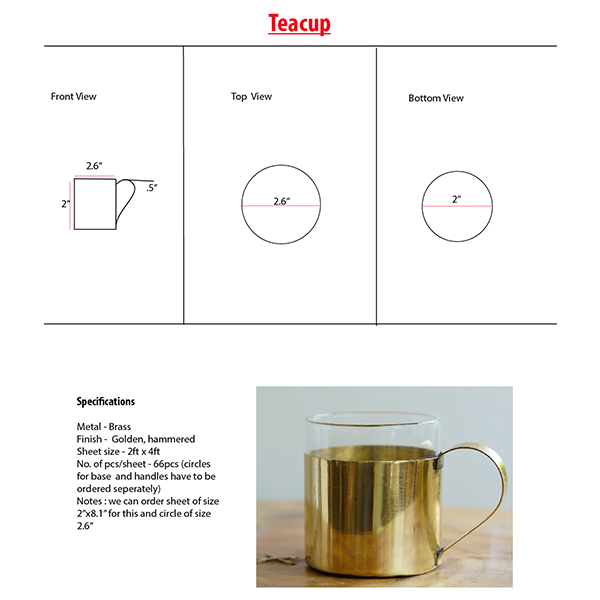 Teacup - Borosil Fitted Brass Teacups